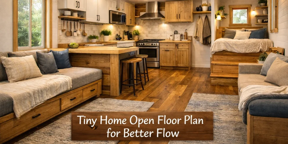 Open floor plan layout for tiny homes with better movement