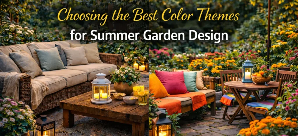 Bright and soothing color themes for summer patio garden design