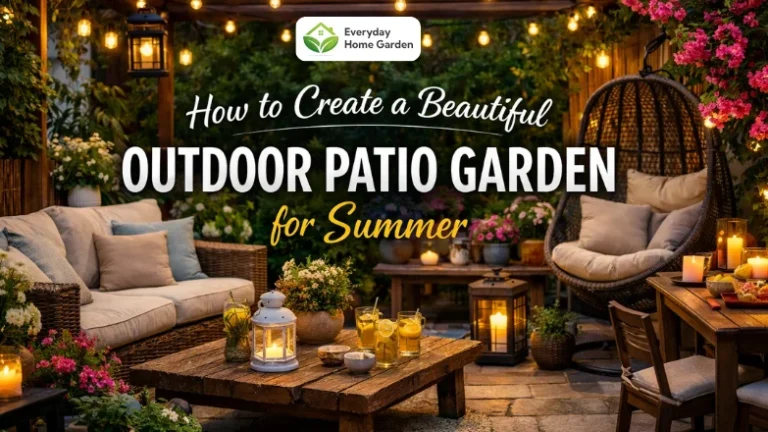Beautiful outdoor patio garden designed for summer relaxation
