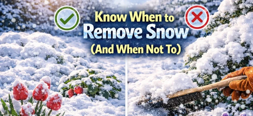 Removing snow from plants at the right time in winter