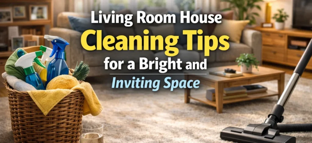 Living room house cleaning tips for a bright, clean, and inviting living space