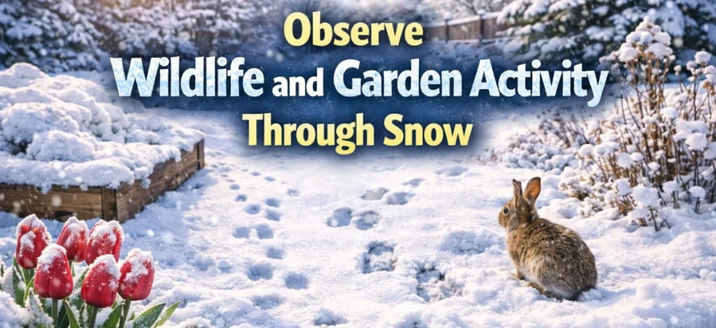 Observing wildlife and garden activity through snow
