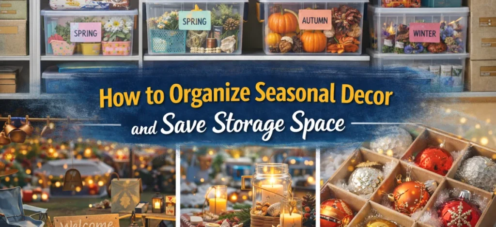 organizing seasonal decor to save storage space at home