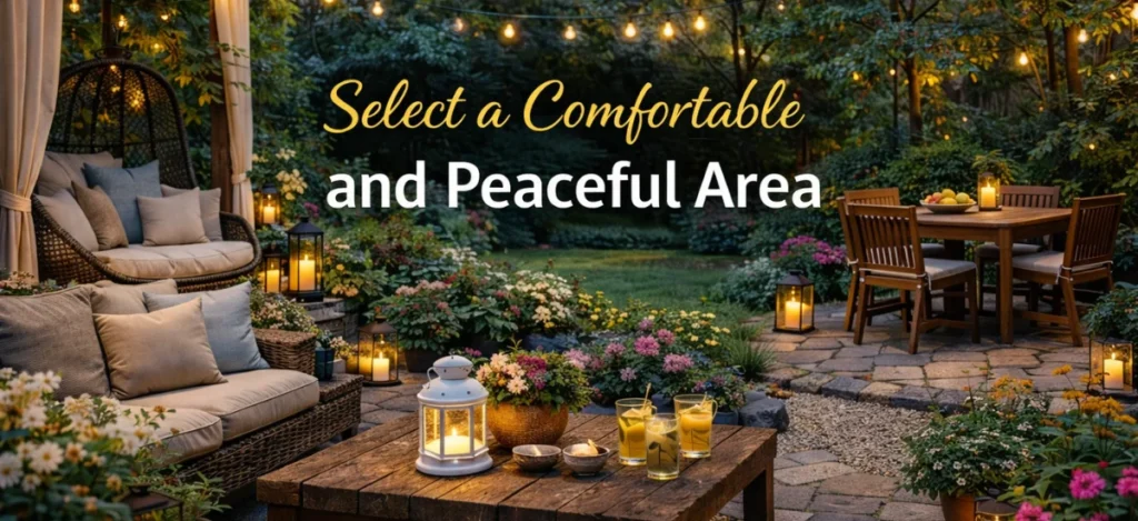 Comfortable and peaceful area selected for patio garden setup