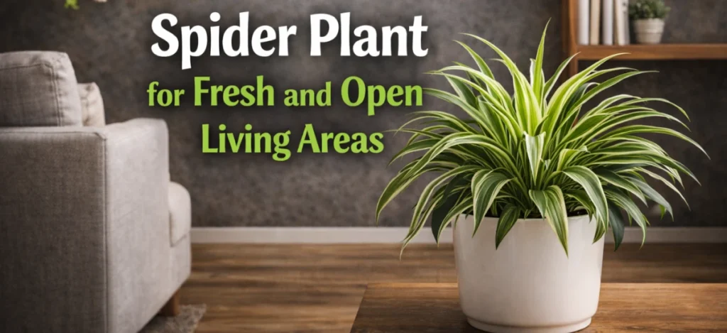 Spider plant for fresh and open living room spaces