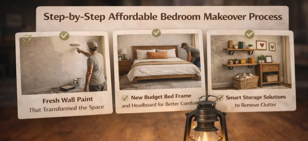 Step-by-step affordable bedroom makeover process