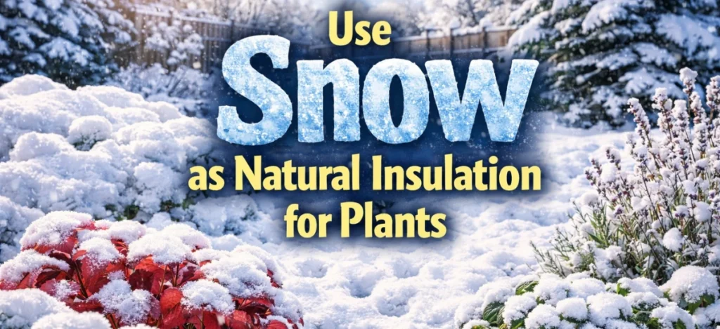 Snow acting as natural insulation for garden plants