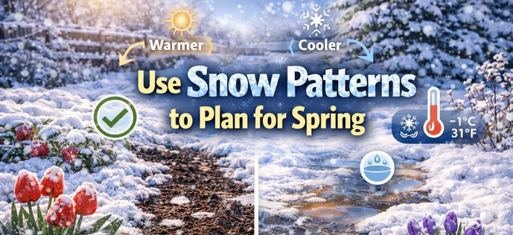 Snow patterns helping plan garden layout for spring