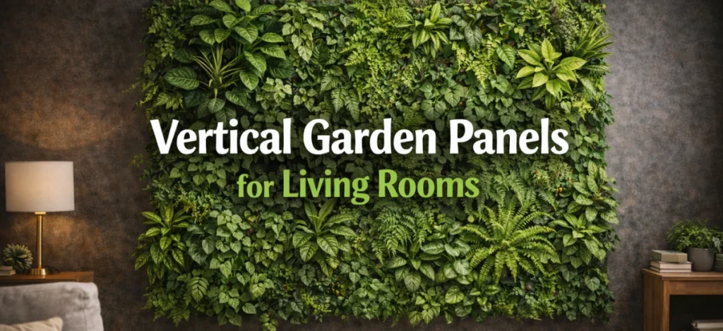 Vertical garden panels for living room interiors