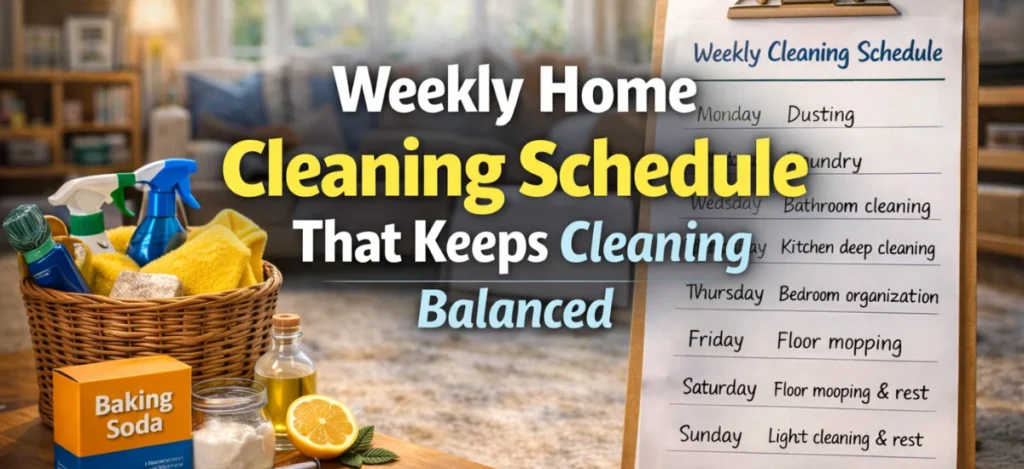 Weekly home cleaning schedule to keep household cleaning organized and balanced