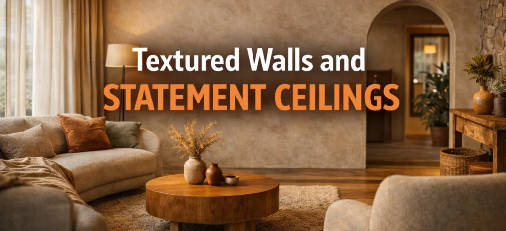 Textured Walls and Statement Ceilings in Contemporary Home Design