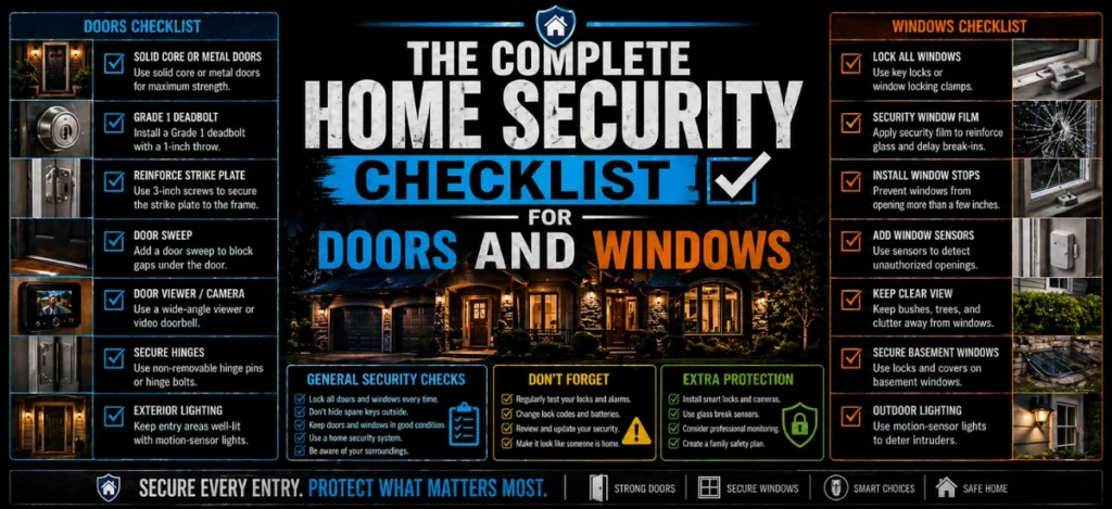 Complete home security checklist for doors and windows