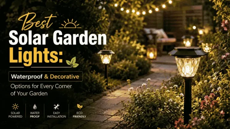 Types of solar garden lights including pathway, fence, gate and decorative garden lights